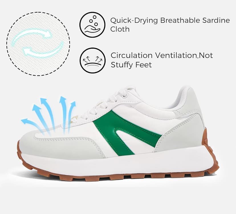 LUCKY STEP Women's Platform Fashion Sneakers Retro Classic Trainers Casual Lace-up Stylish Tennis Running Walking Shoes