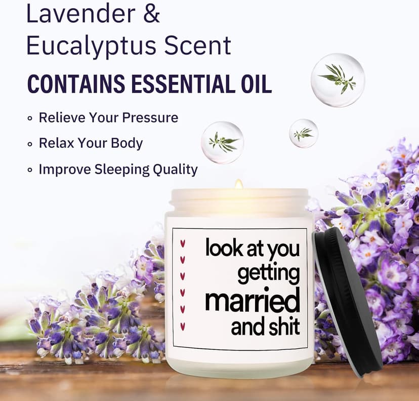 BaubleDazz Funny Wedding Gifts, Bachelorette & Bridal Shower Gift for Bride, 7oz Lavender Scented Soy Wax Candle, Bride to Be, Engagement Gifts for Couples