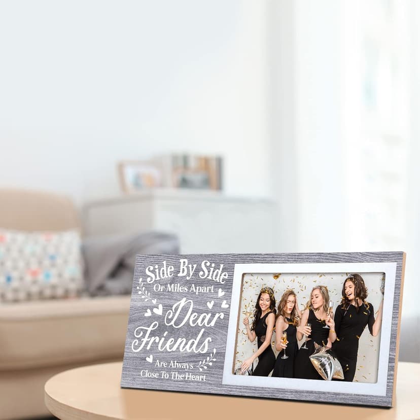 Jetec Wooden Friends Picture Frame 12 x 5.5 Inch Photo Frame Graduation Day Dear Friends Gifts Long Distance Friendship Photo Gifts(Deep Grey)