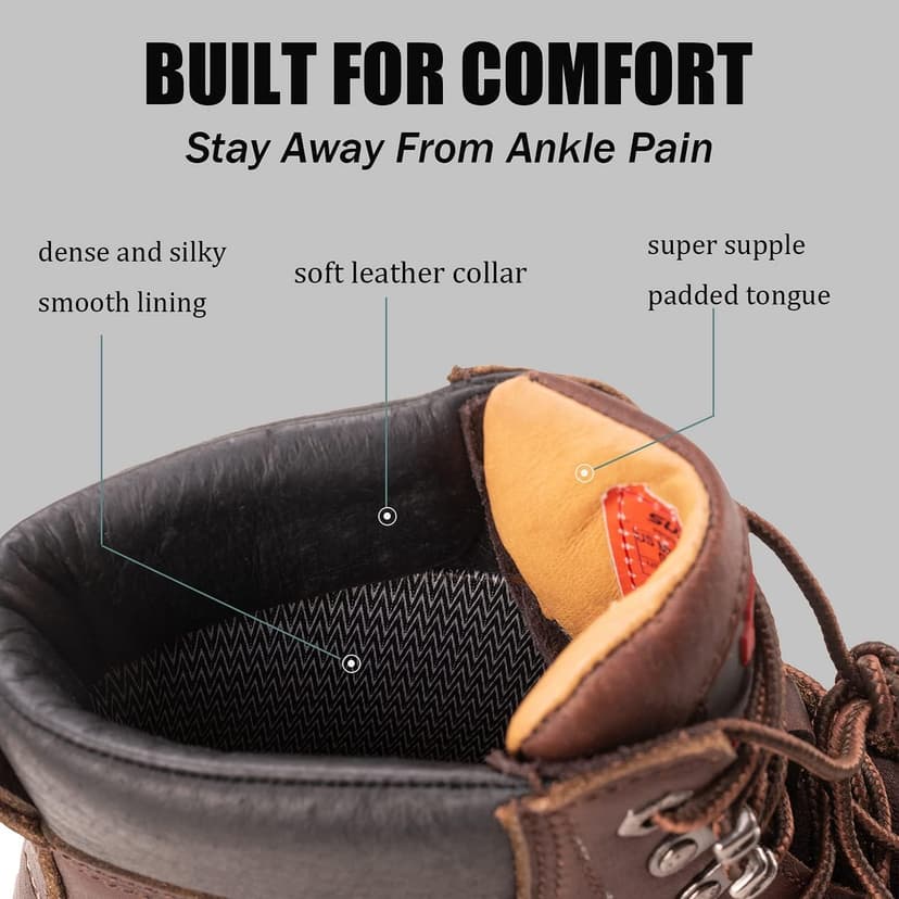 SUREWAY 6” Mens Heavy Duty Steel/Composite/Soft Toe Work Boots for Men,Comfortable & Durable,Goodyear Welt,Full Grain Leather,Oil/Slip Resistant,Wedge Moc Toe Industrial Construction Boots/Shoes