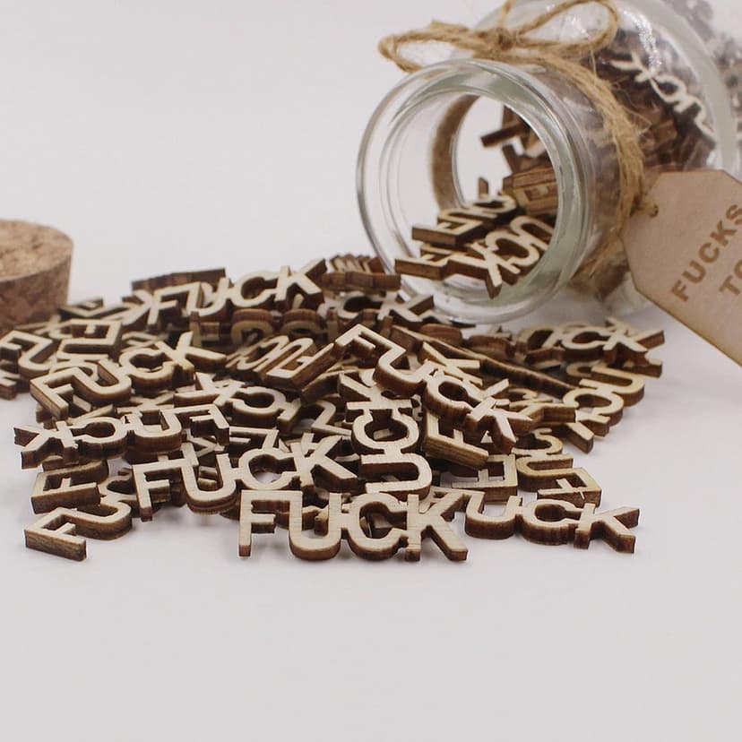 fuc k jar（5oz）Gift Jar,Fuc ks to Give,Fuc k Wooden Cutout Letter Piece Bad Mood Vent Spoof Birthday Day,Holiday, Thanksgiving Christmas Gifts to Friend,gag Funny Gift