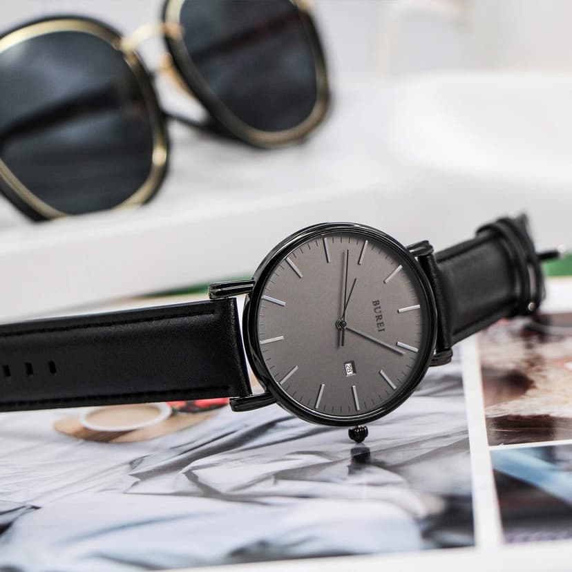 BUREI Men Wrist Watches Fashion Minimalist Analog Quartz Waterproof Watches for Men