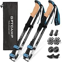 GPTCAMP Walking Sticks,Trekking Poles Collapsible Hiking Poles,Lightweight Folding Travel Walking Pole for Men Women,2pc Adjustable Hiking Stick with EVA Foam Grips for Backpacking