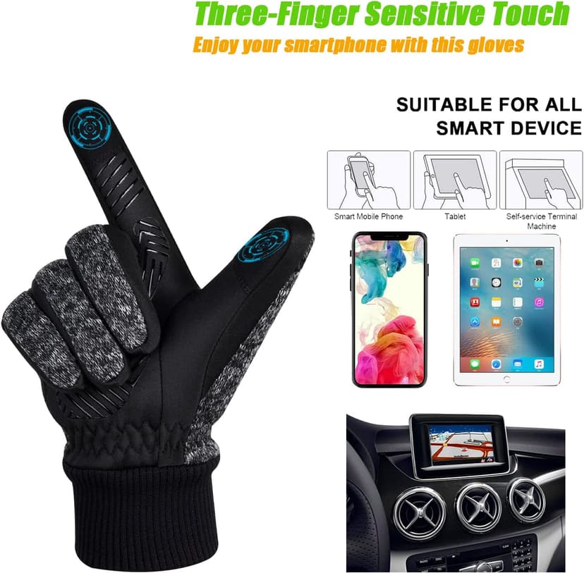 MOREOK Winter Gloves for Men/Women -10°F 3M Thinsulate Warm Touch Screen Snow Ski Bicycle Bike Gloves for Driving/Cycling/Running/Hiking