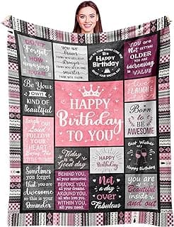 Birthday Gifts for Women Girls Throw Blanket 60"X50", Happy Birthday Decorations for Women, Gifts for Women Birthday Unique, Womens Birthday Gift Ideas for Her Friend Mom Sister Grandma Wife
