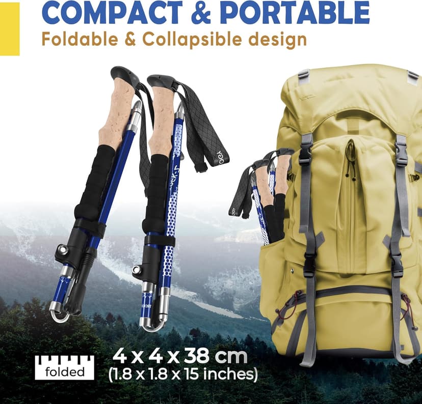 Trekology Trek-Z Collapsible Hiking & Trekking Poles - Balance Support for Seniors, Women, and Men, 2pc Per Set