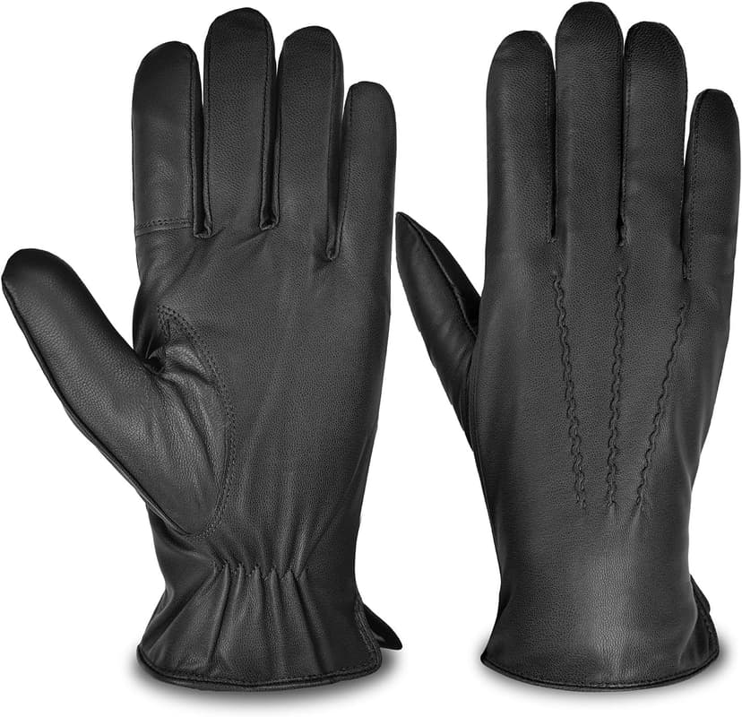 SURAWIL Mens Leather Gloves, Genuine Leather Winter Gloves For Men Cashmere Fleece Lined Touchscreen SUM05-US