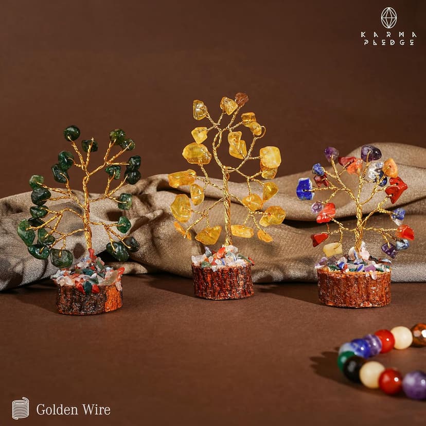Chakra Healing Crystal Tree Set of 12, Thoughtful Gifts for Women, Office Desk Decoration, Home, Shelf Decor for Positive Energy, Money, Reiki Healing, Good Luck, Birthday Gifts for Mom Love Ones