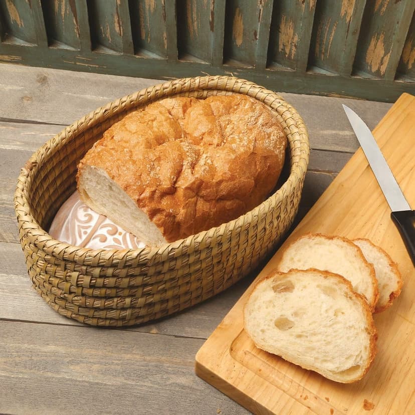 Bread Warmer Basket with Stone - Bread Baskets for Serving Tortilla, Sourdough Maker, House Warming Gifts New Home, Terracotta, Bakers Gift for Kitchen, Women, Men, Birthday, Hostess Farmhouse