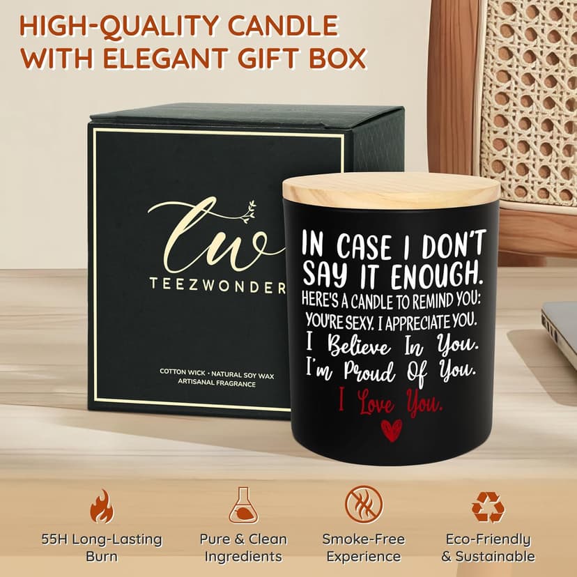 TEEZWONDER Anniversary Wedding Gifts for Women Men - Long Lasting Vanilla Lavender Candle 10 Oz - Birthday Romantic Gifts for Him Her, Girlfriend Boyfriend Birthday Gift Ideas, Gift for Husband Wife