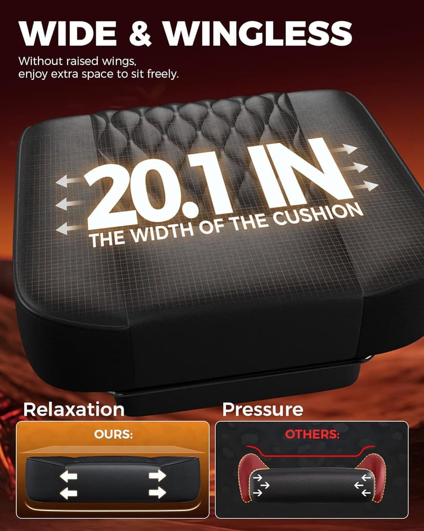 GTPLAYER Big and Tall Gaming Chair with Footrest, Ergonomic Office Desk Chair with 4.4in Thick Cushion and Wide Wingless Seat, Comfortable Leather Computer Chair, Predator Series, Black