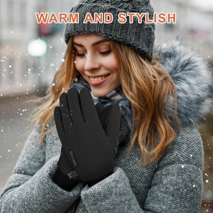 ihuan Winter Waterproof Gloves Cold Weather - Snow Ski Windproof for Men Women, Warm Touchscreen Thermal for Running Cycling