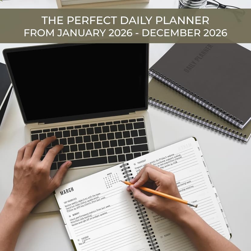Durable 2026 Daily Planner - 7" x 10" Daily Planner with Weekly & Monthly Spreads for Easy Planning - Perfect Calendar Book for Women or Men To Organize All Appointments, Tasks and Boost Productivity