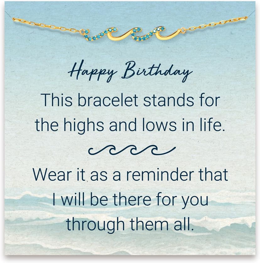 STORYJEWELLERY Birthday Gifts for Women, Gifts for Sister Mom Daughter and Friend, 30th 40th 50th 60th Birthday Gifts for Women, Wave Bracelet for Sister Mom and Daughter, Retirement Gift for Woman