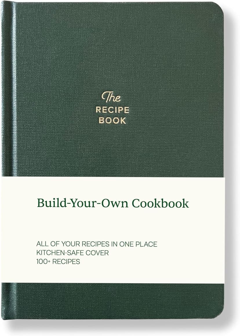 Kunitsa Co. Recipe Notebook - Keepsake Gift, Hardcover Blank Recipe Book to Write In Your Own Recipes with Journaling Prompts About the Chef, 100 Recipes, Dark Pine