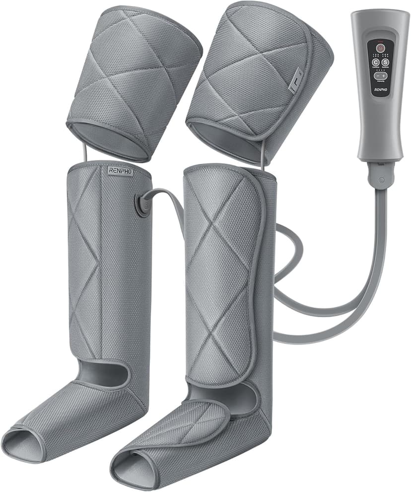 RENPHO Leg Compression Massager, Leg Massager Calf Massager for Circulation and Pain Relief, Effective for Father Mother Reduce Swelling, Grey