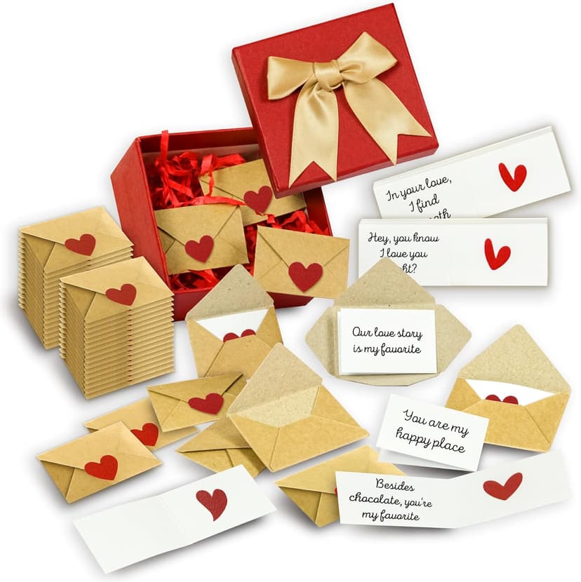 60 Love Notes For Him Her - Anniversary Card Long Distance Relationship Gifts For Boyfriend Girlfriend, Cute Couple Gifts For Valentines, Birthday, Mini Envelope Lunch Notes For Husband Wife