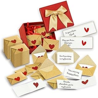 60 Love Notes For Him Her - Anniversary Card Long Distance Relationship Gifts For Boyfriend Girlfriend, Cute Couple Gifts For Valentines, Birthday, Mini Envelope Lunch Notes For Husband Wife