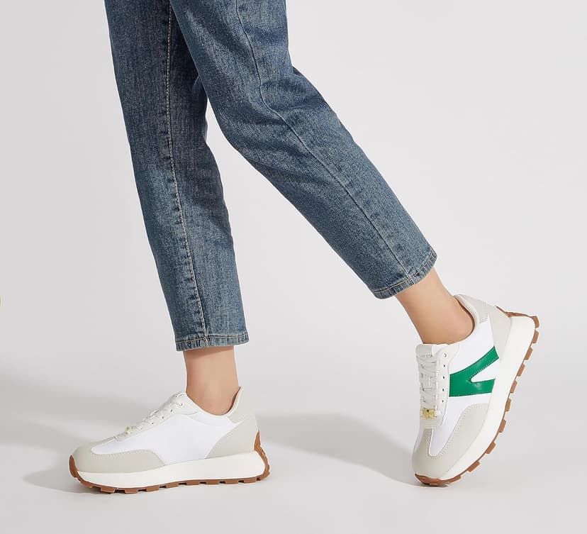 LUCKY STEP Women's Platform Fashion Sneakers Retro Classic Trainers Casual Lace-up Stylish Tennis Running Walking Shoes