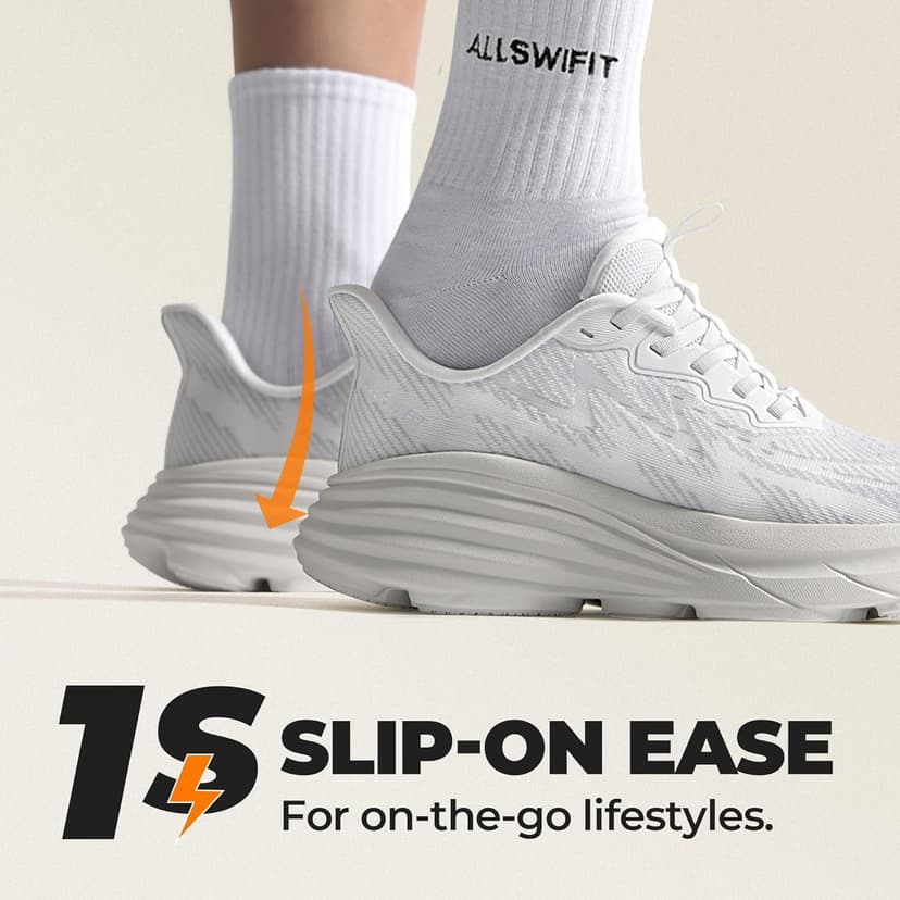 ALLSWIFIT Women's Slip On Walking Shoes Hands-Free Cushion Running Tennis SwiftPlush Non-Slip Comfortable Workout Gym Athletic Fashion Sneakers