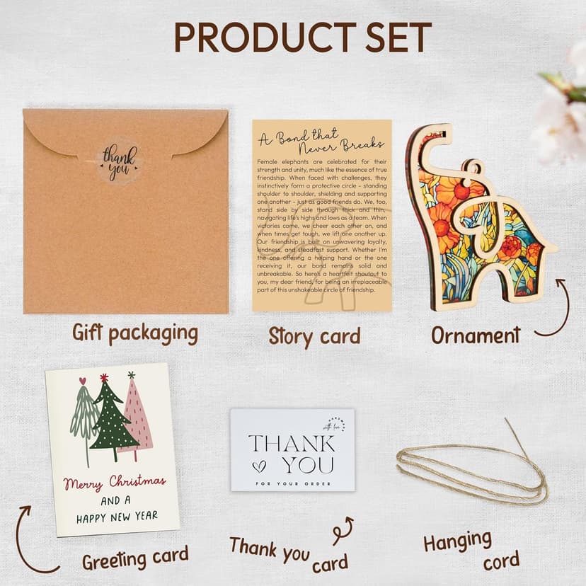Best Friend Birthday Gifts for Women, Friendship Elephant Ornament with Story Card, Friendship Gifts for Women, Birthday Presents for Best Friends Sisters Special Bond Decor, Suncatcher
