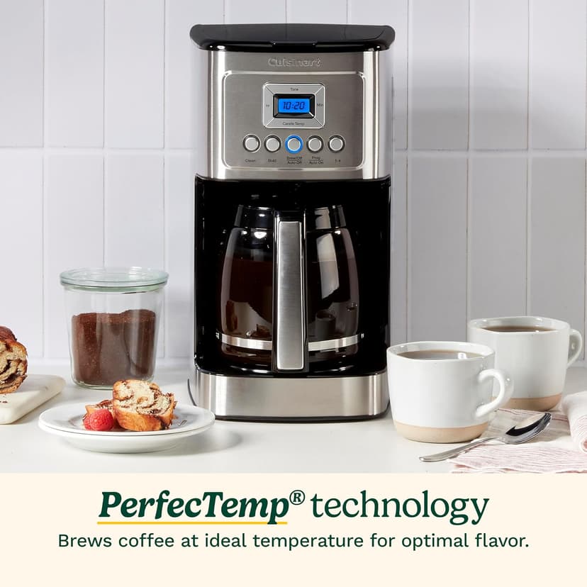 Cuisinart Coffee Maker, 14 Cup Glass Carafe Coffee Machine, Fully Automatic for Brew Strength Control, 1-4 Cup Settings, Adjustable 24 Hour Start and Auto-Shut-Off Times, Stainless Steel, DCC-3200P1