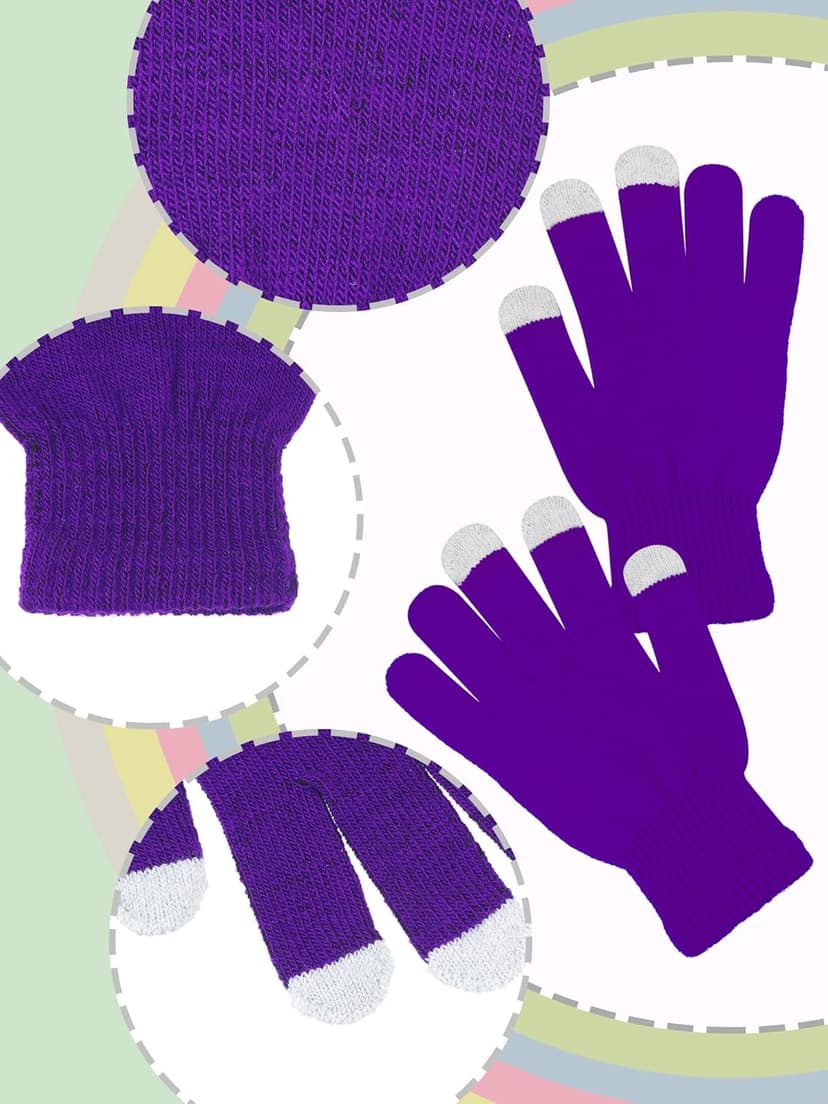 Pangda 12 Pairs Winter Touch Screen Gloves for Men Women Stretch Knitted Texting Gloves Warm Windproof Solid Color Mittens