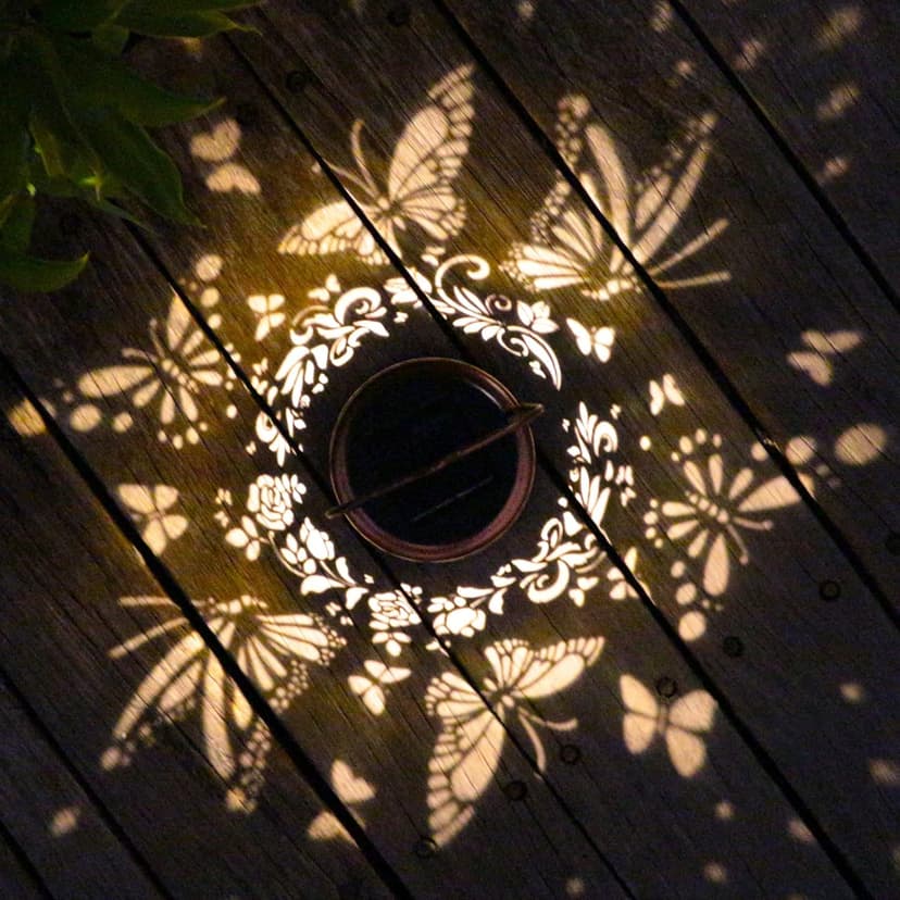 Solar Lanterns Outdoor Waterproof Butterfly Garden Decor Birthday Gifts for Women Mom Grandma, Hanging Solar Lights Metal Lantern Decoration Outside for Yard, Patio, Backyard, Porch