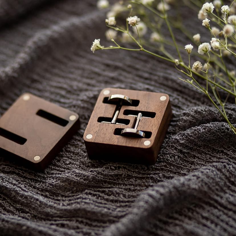 MUUJEE Cufflinks with Engraved Wood Gift Box