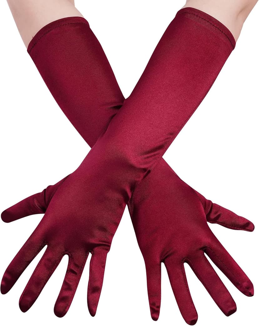 Lystaii Long Opera Party 20s Satin Gloves Stretchy Elbow Length Wedding 15 Inch Classic