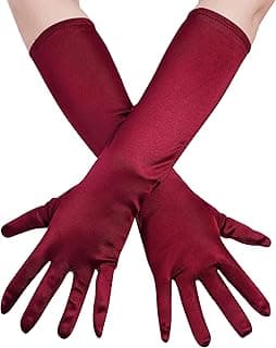 Lystaii Long Opera Party 20s Satin Gloves Stretchy Elbow Length Wedding 15 Inch Classic