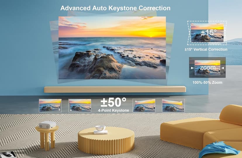 Projector [AI Auto Focus/Auto Lens Cap] Outdoor-Projector-4K with WiFi 6 and Bluetooth: 1500 ANSI Portable Projector with Auto 6D Keystone & Zoom, Jimveo Native 1080P Movie Proyector 2025 Upgraded