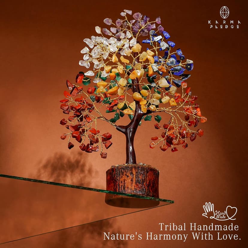 Crystal Tree of Life 7 Chakra Healing Crystal Trees for Home Decor, Office Desk Decor, Boho Decor, Handmade Bonsai Trees for Positive Energy, Money, Good Luck Birthday Gifts for Women, Mom