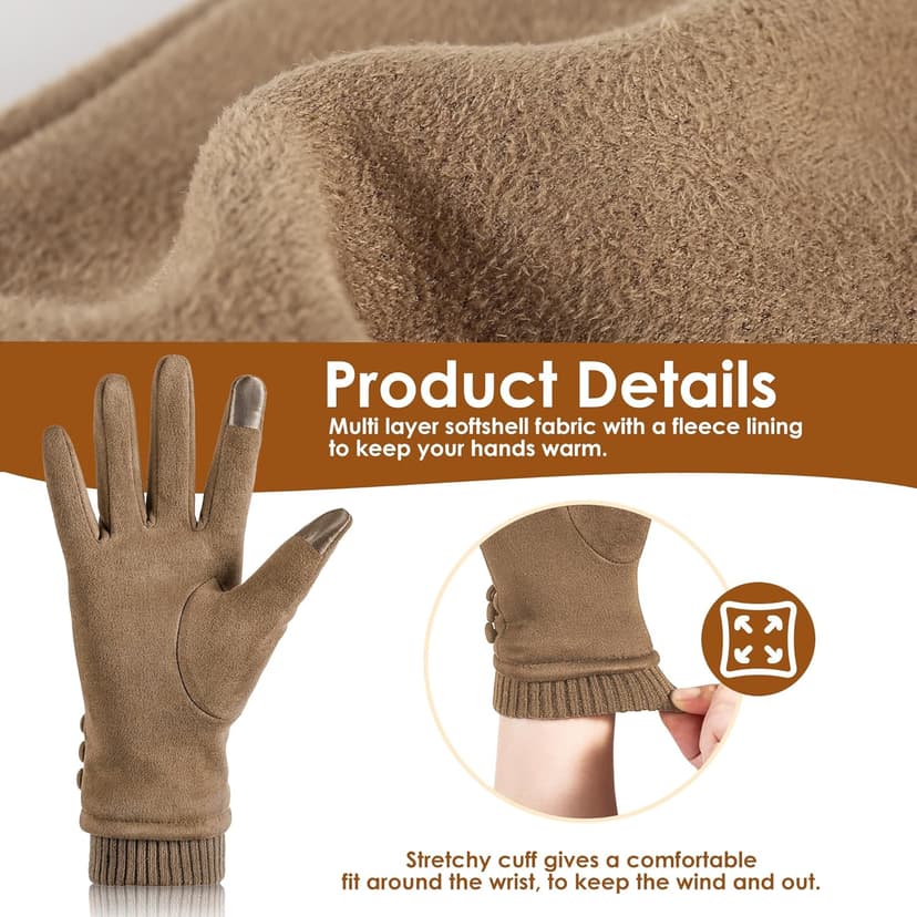 Dsane Womens Gloves Winter Touch Screen Texting Phone Windproof Gloves for Women Fleece Lined Thick Warm Gloves