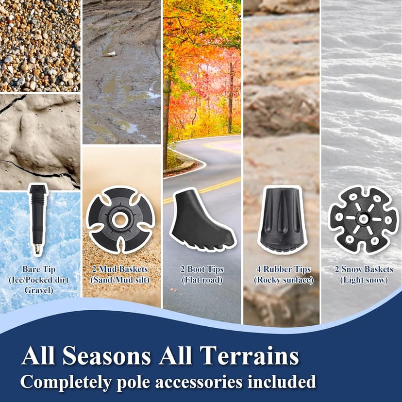 TheFitLife Nordic Walking Trekking Poles - 2 Sticks with Anti-Shock and Quick Lock System, Telescopic, Collapsible, Ultralight for Hiking, Camping, Mountaining, Backpacking, Walking, Trekking