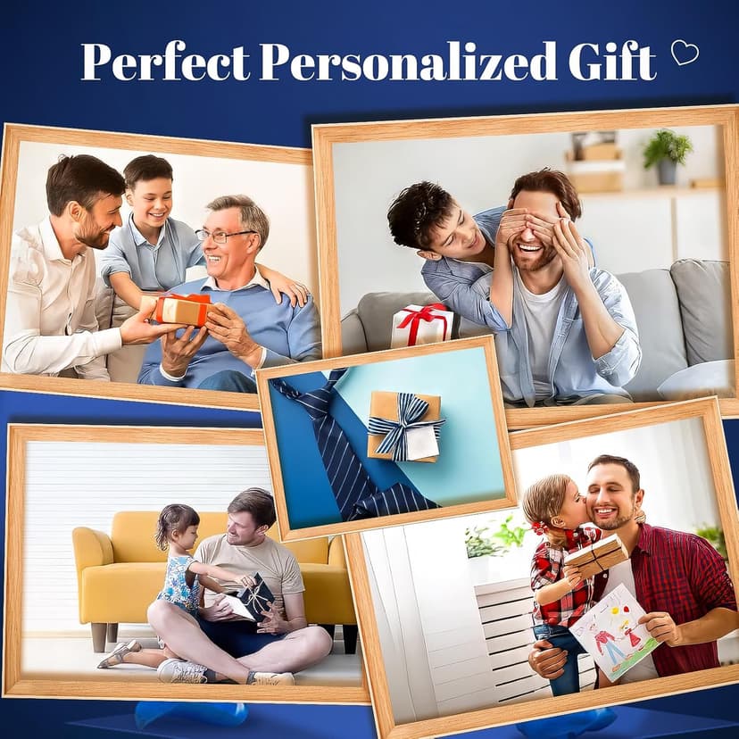 Personalized Gifts for Dad from Daughter Son, Custom Picture Frames with Photos, Customized Photo Frame with Night Light, Personalized Dad Gifts for Birthday Fathers Day Christmas
