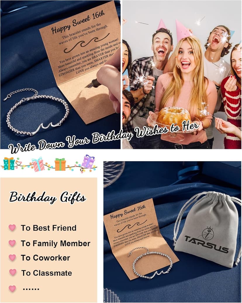 Tarsus Birthday Gifts for Women, Through The Waves of Life, Birthday Bracelet for Women Friend Sister Daughter Mom Grandma...