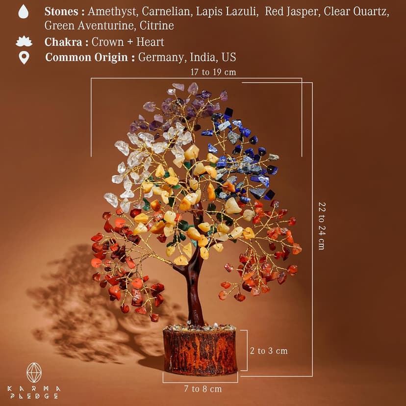 Crystal Tree of Life 7 Chakra Healing Crystal Trees for Home Decor, Office Desk Decor, Boho Decor, Handmade Bonsai Trees for Positive Energy, Money, Good Luck Birthday Gifts for Women, Mom