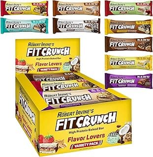 FITCRUNCH Snack Size Protein Bars, 6-Layer Baked Bar, 3g of Sugar, Gluten Free & Soft Cake Core (9 Count, Flavor Lovers)