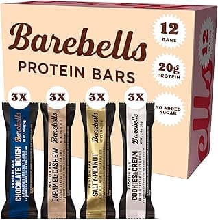 Barebells Protein Bars Variety Pack - 12 Count, 1.9oz Bars - Protein Snacks with 20g of High Protein - Chocolate Protein Bar with 1g of Total Sugars - Perfect on The Go Protein Snack & Breakfast Bars