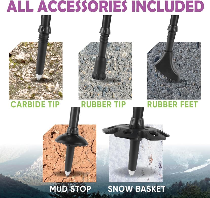 Trekology Trek-Z Collapsible Hiking & Trekking Poles - Balance Support for Seniors, Women, and Men, 2pc Per Set