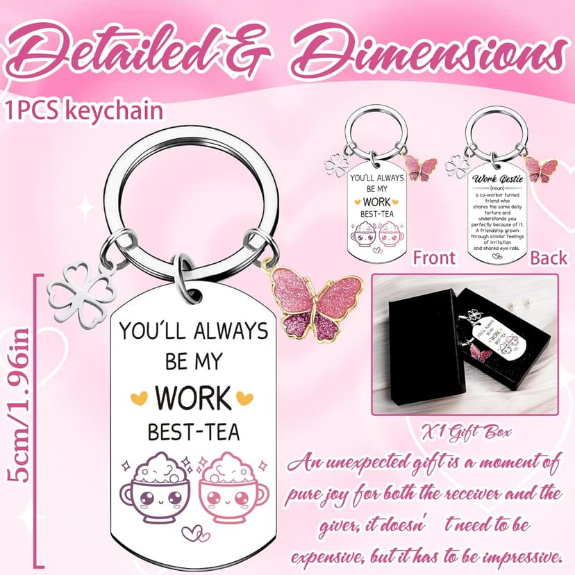 Coworker Leaving Gifts for Women - Funny Friendship Thank You Work Bestie Keychain Present for Friend Colleague Christmas
