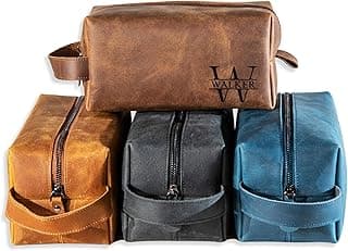 Personalized Hand Crafted Leather Toiletry Bag for Men, Shaving Bags, Travel Pouch, Engraved Monogrammed Leather Dopp Kit, Toiletries, Grandpa, Boyfriend, Groomsmen, Birthday, for Men