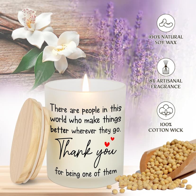 OASSIE Thank You Gifts for Women - Long Lasting Vanilla Lavender Candle 10 Oz - Appreciation Inspirational Birthday Gifts for Women Coworkers Friend Teachers Nurses Boss Employees