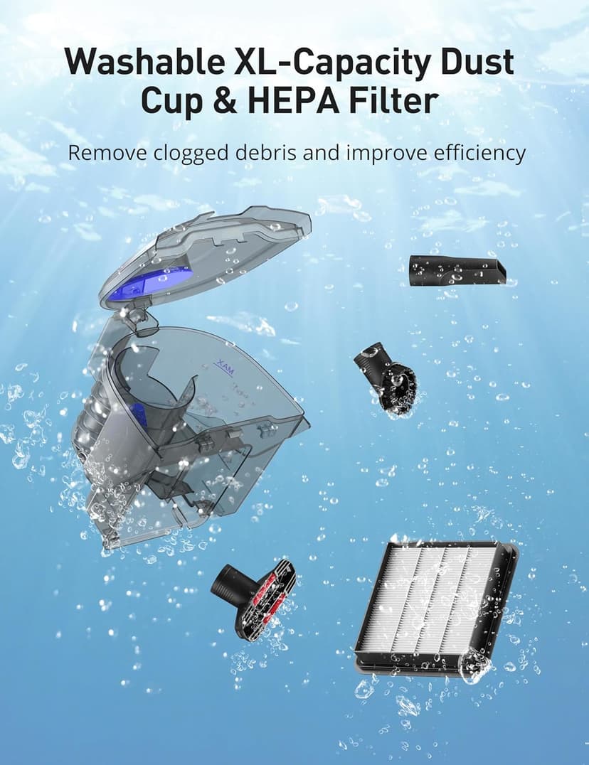 Aspiron Canister Vacuum, Upgraded 1600W Bagless Canister Vacuum Cleaner, Auto Cord Rewind, H13 HEPA Filter, 4Qt Large Capacity, 5 Tools for Hard Floors, Carpet, Pet, Upholstery, Tiles, Sapphire