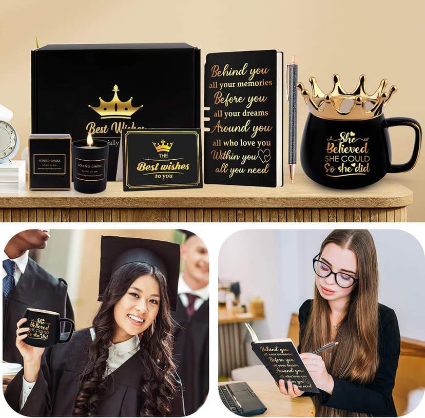 Graduation Gifts for Her, Congratulations Gifts for Women, High School Nurse College Graduation Gift Class of 2025 Friends Sisters, She Believed She Could So She Did Crown Cup Coffee Mug Inspirational