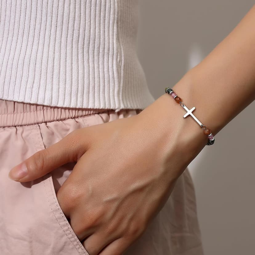 TONY & SANDY Cross Bracelet for Women, Christian Gifts for Women, Confirmation Baptism Easter Gifts, Unique Gift for Friends Daughter Mom Sister in Christ Niece on Birthday Christmas