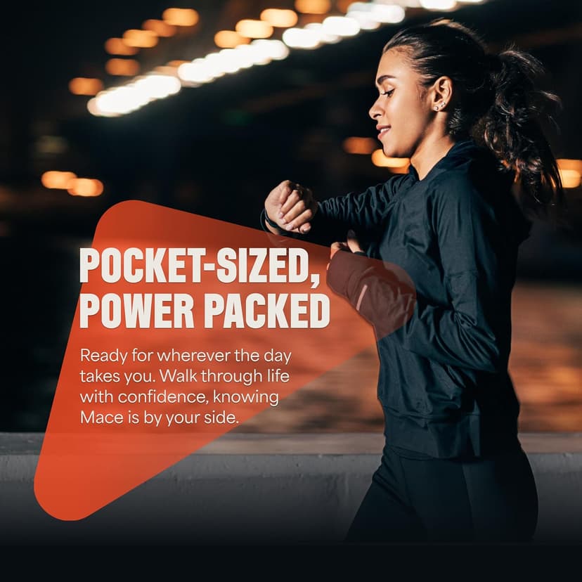 Mace Pepper Spray - Max Police Strength OC with UV Dye, Fast Flip Top, Ergonomic Finger Grip, 12 Feet Range, 0.63 oz Personal Model, Self Defense Pepper Spray for Women & Men