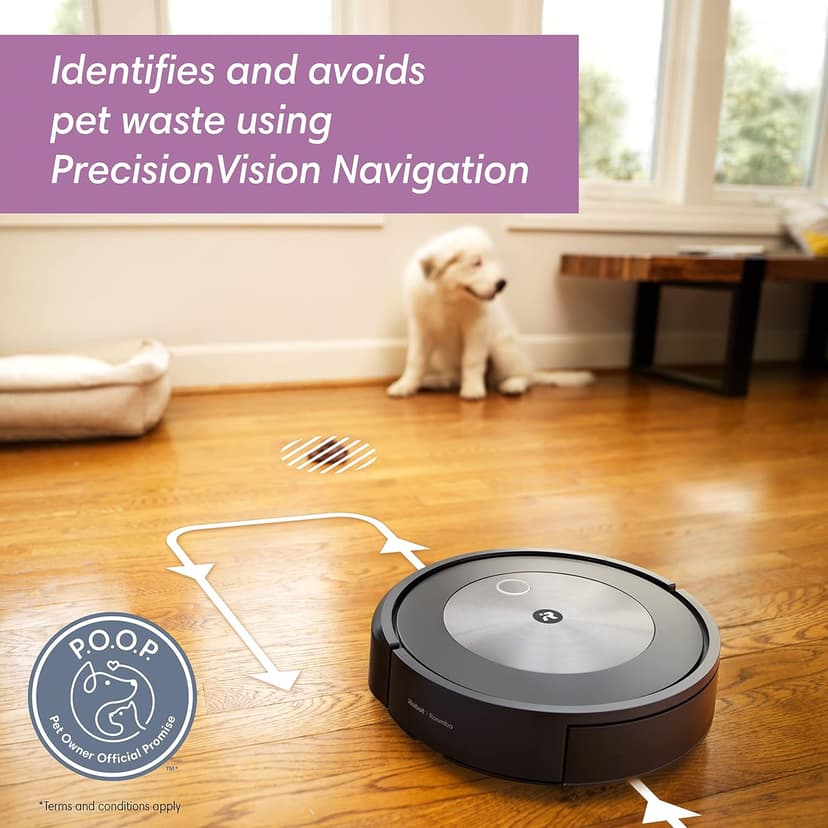 iRobot Roomba j6+ Self-Emptying Robot Vacuum – Identifies and Avoids Pet Waste & Cords, Empties Itself for Up to 60 Days, Smart Mapping, Compatible with Alexa, Ideal for Pet Hair