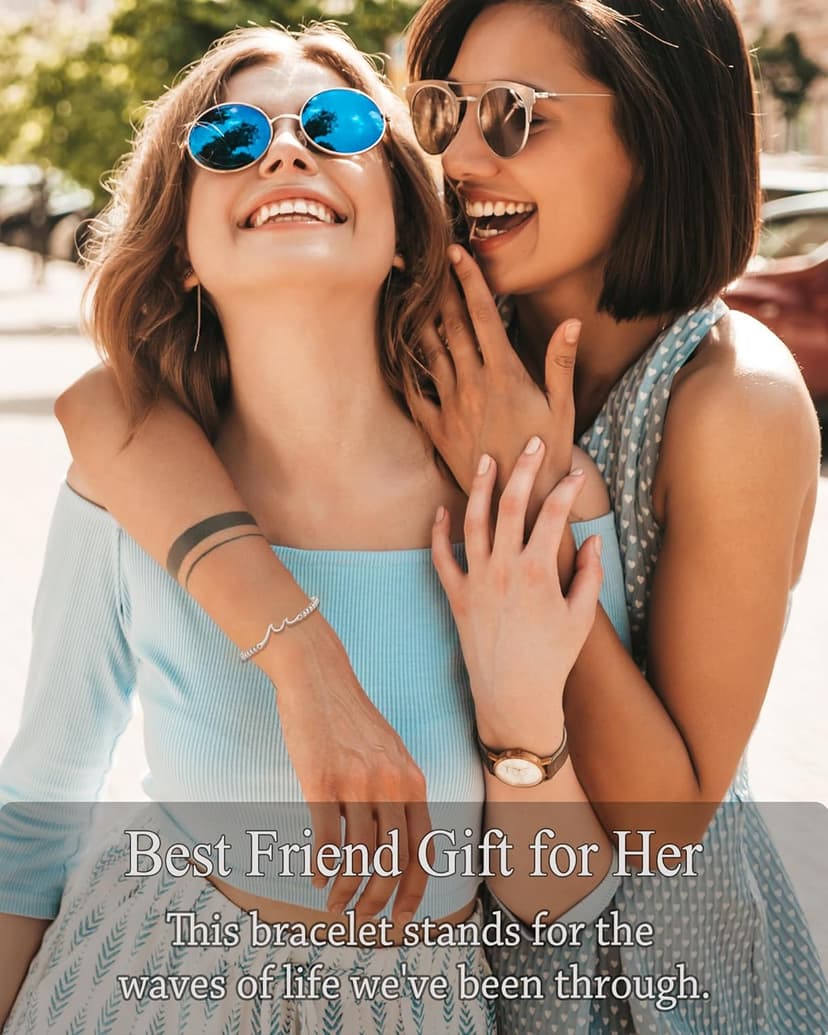 Tarsus Gift for Friends, The Waves of Life We've Through Together, Woman Friendship Gifts Idea, Wave Bracelet for Best Friend Bestie Soul Sister Birthday Gifts For Her
